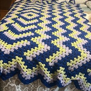 Handmade Crocheted Blanket Throw Fits Twin Bed